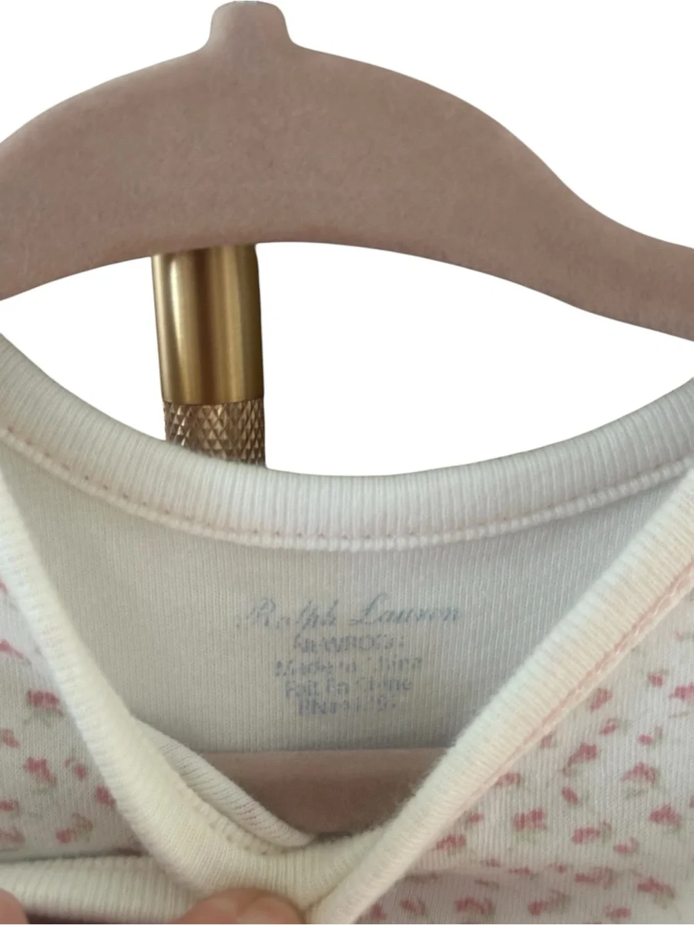Ralph Lauren Girls Layette Pink and White Floral Gown • Newborn